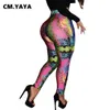 Pantalon Femme Capris CM.YAYA Paisley Imprimer Taille Haute Moulante Crayon Pantalon pour Femme Streetwear Ling Mode Active Pantalon Maigre J230705