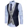 Gilets pour hommes Hommes Gilet formel Gilet Business Couleur unie Gilet à bouton unique Faux Twopieces V Neck Casual Slim chalecos para hombre 230705