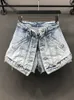 Shorts feminino DEAT sólido feminino falso com duas peças de cintura alta shorts jeans finos estilo street shopping gótico verão GX471 230705