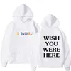 Moletons masculinos moletom astroworld você estava aqui arco-íris impresso carta homens mulheres pulôver com capuz moda hip hop sweat241g