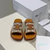 شريحة مسطحة Slippers Leather Platform Sandals Open Open Toe Designer for Women Holiday Flats Sandal