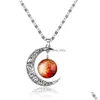 Pendentif Colliers Mode Galaxie Planète Lune Cabochons Verre Monde Étoilé Espace Pierre De Lune Charmes Collier Pour Femmes Ras Du Cou Bijoux Dhhbx