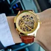 Horloges Fashion Robotic Watch heren Relogio Masculino Golden Automatic Hollow Classic Waterproof Clock Montre Homme