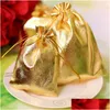 Favor Holders Gold / Sier Tissu Sacs d'emballage Pochettes à bijoux Favorise le sac cadeau de fête de Noël 7X9Cm / 9X12Cm Drop Delivery Ev Dh2Zm