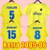 2005 2006 Villarreal Retro Soccer Jerseys Home Yellow 05 06 Classic Vintage Camisa de Futebol Riquelme Forlan Kromkamp Football Shirt