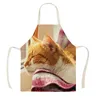 Kitchen Apron Kitchen Apron Lovely Cat Printed Linen Aprons for Men Women Home Cleaning Tools 68x55cm Cooking Baking Accessories R230710