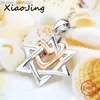 Pendant Necklaces Xiaojing 925 Sterling Silver David Star Rose Gold Color Love Heart shaped Pendant and Necklace Suitable for Women's Fashion Jewelry Gifts Z230707
