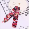 Scarves Fashion Mtifunction Print Scarf For Handbags Handle 17 Colors Head Wrap Scarfs Ribbon Womens Turban Triangle Headband Silk D Dhsdo