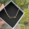 Pendant Necklaces 2021 Fashion Customized Name Necklace Personalized Letter Pendant Zirconia Chain Sparkling Stainless Steel Necklace Z230707