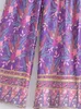 女性のパンツカプリパンツヴィンテージ秋の女性紫花柄ボヘミアンワイドレッグパンツレディゴシックウエスト弾性ルーズ自由奔放に生きるパンツカジュアルズボン J230705