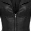 Giacche da donna Giacca da moto in ecopelle gotica di alta qualità Giacca da motociclista sottile per donna Cappotto con volant nero con cerniera sexy