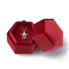 Pochettes à bijoux 5 pièces boîte de velours collier de bague de mariage avec lin et cuir PU bijoux cadeaux présentoir étuis forme hexagonale