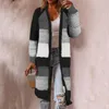 Kadın Düğmeleri Rahat Kadınlar Hırka Çizgili Patchwork Uzun Kollu Yumuşak Polyester Çıkma Giyim için Sıcak Kazak Tutun