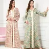 Sukienki na co dzień kobiety elegancka Maxi 2023 luksusowy długi rękaw z nadrukiem Abaya arabski muzułmanin turecki formalna wieczorowa szata na przyjęcie Vestidos