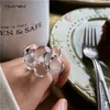 HUANZHI 2021 nuevos anillos irregulares geométricos con cuentas de resina acrílica de flores transparentes coloridas para mujeres y niñas regalos de joyería de fiesta