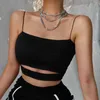 DIY Tanks Camis 2022 New Fashion Hot Sexy Women Summer Sexy Casual Sleeveless Cut-Out Short Tee Shirt Crop Top Vest Strap Tank Top Blouse J230706