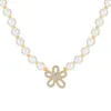 Naszyjniki z wisiorkami modny perłowy naszyjnik kwiatowy dla kobiet dziewczyn moda Rhinestone Charm Choker DIY biżuteria akcesoria prezent 2023