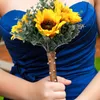 الزهور الزخرفية 30 سم باقة زفاف عباد الشمس الاصطناعية الديكور الأوكالبتوس الزفاف الإكسسوارات