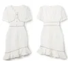 2023 Summer White Solid Color Panelled Dress Short Sleeve V-Neck Knee-Length Casual Dresses W3L041902