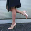 Обувь обувь Tikicup Solid Nude Patent Women's Legant Toe Slim High Heels Slide On Ol Свадебные туфли для свадебной вечеринки элегантные женские формальные насосы Z230710