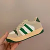 Red Kids Screener Green Webbing Children Baby Toddlers Platform Casual Shoes Distressed Boys Girls Running Vintage Stripe