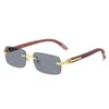 Moda carti top gafas de sol Nuevas gafas de sol sin marco de madera para hombre pierna cuadrada Gafas de moda para mujer con caja original