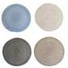 Table Mats 51BD 4pcs Round Placemats For Dining Woven Heat Resistant Anti-Slid Kitchen 15 Inch Drink Cup Pot