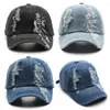 Casquettes de baseball en détresse Denim Casquette de baseball Déchiré Baseball-chapeau pour hommes Femmes Réglable Head Wear