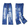 Calça de roupas casuais de grife Hellstar Studios estampa de lama azul calças casuais esportivas boca de sino Rock Hip hop