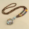 Pendant Necklaces Handmade Ethnic Necklace Bohemian Nepal Mala Buddhist Wood Beads Tibetan Pinganfu Long Statement Women