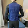 Coletes masculinos simples colete xadrez terno para festa de casamento masculino broche de metal fino ajuste gilet homme colete para escritório de negócios roupas masculinas