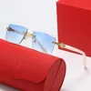 Mode Carti Top Sonnenbrille 2023 Neue Diamant rahmenlose getrimmte Sonnenbrille Herren Platte Bein Damen Brille mit Originalverpackung