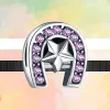 Pour pandora charme 925 perles en argent breloques nouveau violet Zircon moulinet papillon coeur chien brillant ensemble de charme