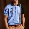 Polos Masculinos Simples Camiseta Polo 3D Estampa de Árvore de Coco Roupas Masculinas de Alta Qualidade Camisas Grandes Soltas Rua Casual Tops de Manga Curta