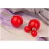 Stud Belle Couleurs De Bonbons Double Côté Perle Boucles D'oreilles Grande Petite Boule Boucles D'oreilles Pour Les Femmes Fille Bijoux De Mode Cadeau En Bk Drop Delivery Dhr4W