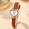 Armbanduhren Love Shaped Ultradünne Damenuhren Wasserdichtes Lederarmband Damenmode Quarz-Armbanduhr Damenuhr