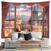 Tapisseries Dôme Caméras SepYue Fenêtre Mur Tapisserie Tenture Hippie Chambre Décoration Décor À La Maison Chambre Nuit Vue Rideau Fond Couverture Valance R230714