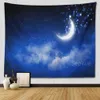 Tapeçarias Starry Moon Tapeçaria Pendurada Azul Noite Estrelada Galáxia Universo Tapeçaria de Parede para Quarto de Parede Personalizável R230710