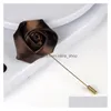 Pins Broscher Herr Lapel Pins Handgjorda Rose Flower Boutonniere Stick For Man Kostymer Smycken Tillbehör Drop Delivery Dhmwx