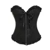 Gothic Brocade Corset Black With Zipper Front And Lace Back Whole Retail 8107269d