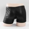 Underpants Men Sexy Boxer Imitation Leather Boxers Underwear Detachable Button Panties Briefs Man Shorts Gay Clothes Male