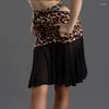 Stage Wear 2023 Leopard Latin Skirt Women Tango Dance Outfit Mesh Salsa Abbigliamento Samba Gonne Costume Ballroom Practice DL9414