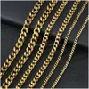 Chains M 5Mm Stainless Steel Cuban Link Gold Chain Necklace For Women Men Hip Hop Titanium Choker Fashion Jewelry Gift Drop Delivery Dhjfc