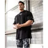 Mens Camisetas 5 Cores Mens Camisetas Muscle Fitness Sports T-shirt Masculino Hip Hop Oversized Algodão Ao Ar Livre Verão Moda Curto Sleev Dhy0U88