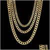 Chains M 5Mm Stainless Steel Cuban Link Gold Chain Necklace For Women Men Hip Hop Titanium Choker Fashion Jewelry Gift Drop Delivery Dhjfc