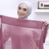الملابس العرقية Jtvovo 2021 النساء المسلمات الصلبة شيفون شيفون ملائمة الضمادة حجاب الكسول يرتدون سرعان