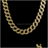 Cadenas Nuevo Miami Cuban Link Chapado en oro Iced Out White Diamond Collares largos para hombres Joyería de hip hop Venta Drop Delivery Colgantes Dhvgi