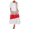 Vestidos Casuais Feminino Tamanho Grande Diariamente Manga Curta Vintage Patchwork Boêmio Vestido Maxi Ocasião Formal Solto Noite