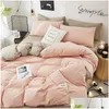 Bettwäsche-Sets Home Textile Solid Color Duvet Er Kissenbezug Bettlaken Ab Side Quilt Boy Kid Teen Girl Bettwäsche Set King Queen 220316 Dr Dhwix