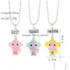 Pendentif Colliers Enfant Mignon Meilleurs Amis Collier Singe Donuts Princesse Chien Nourriture Crème Glacée Résine Perle Chaîne Pour Enfants Friendshi Dhbkr